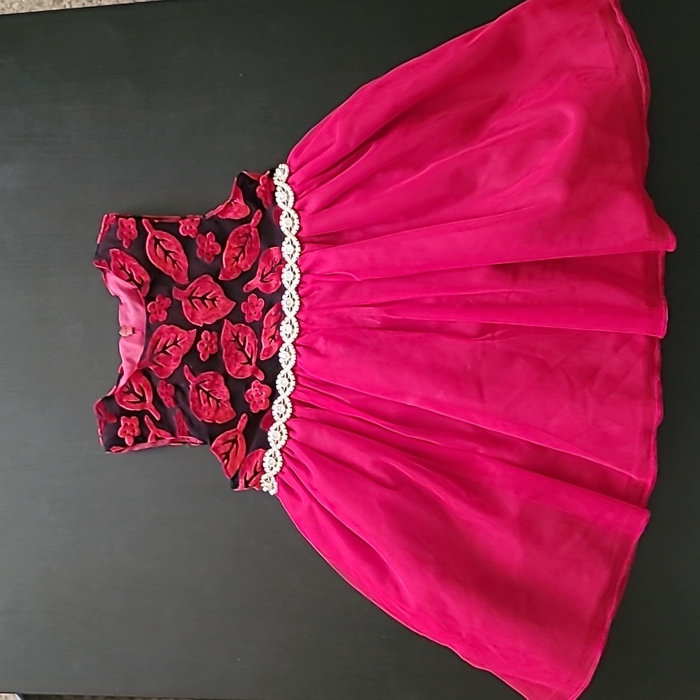 Purple Rose red dress velvet top w/crinoline bottom, 18m